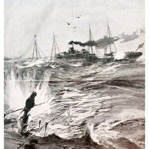 1917 WW1 Burns Art American Gunner Sinking German U Boat Leslie's Weekly DWII30